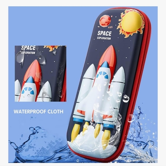 3D Space Exploration Rocket Pencil Case - Red and Blue - Picture 7 of 10